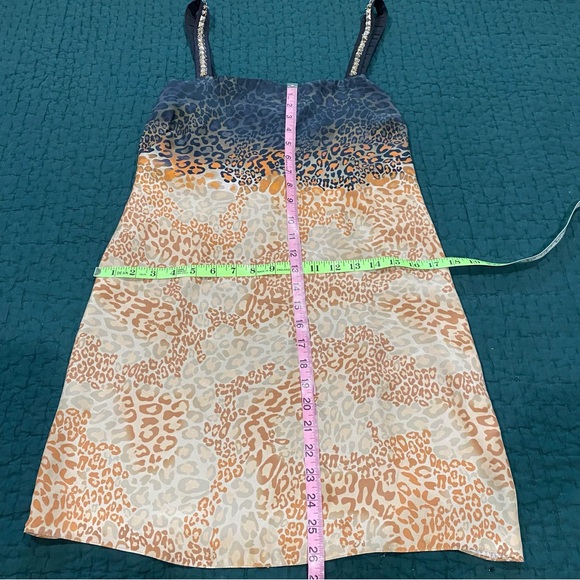 Animale Brazil Silk Slip Mini Dress Animal Print Beads Low Back Lined Medium 38 - Picture 7 of 10